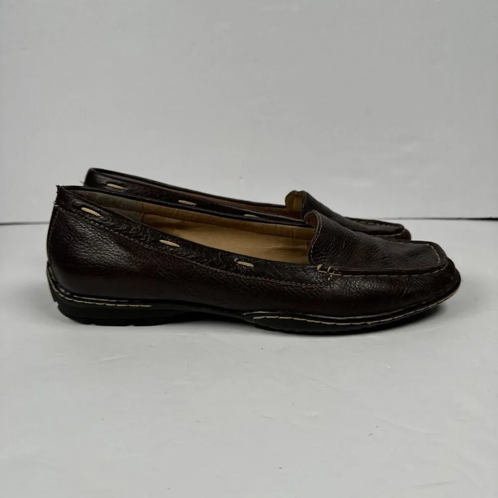 Bjorndal Brown Leather‎ Driving Moccasin slip On Shoe Size 9M *peeling One Heel